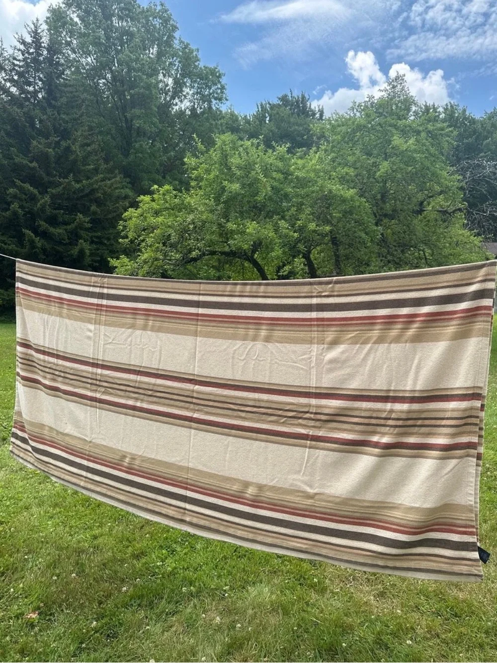 RARE Ralph Lauren Northern Cape 100% Cotton Striped Blanket - King